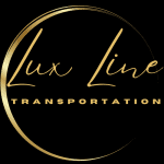 black and gold Lux Line Transportation logo